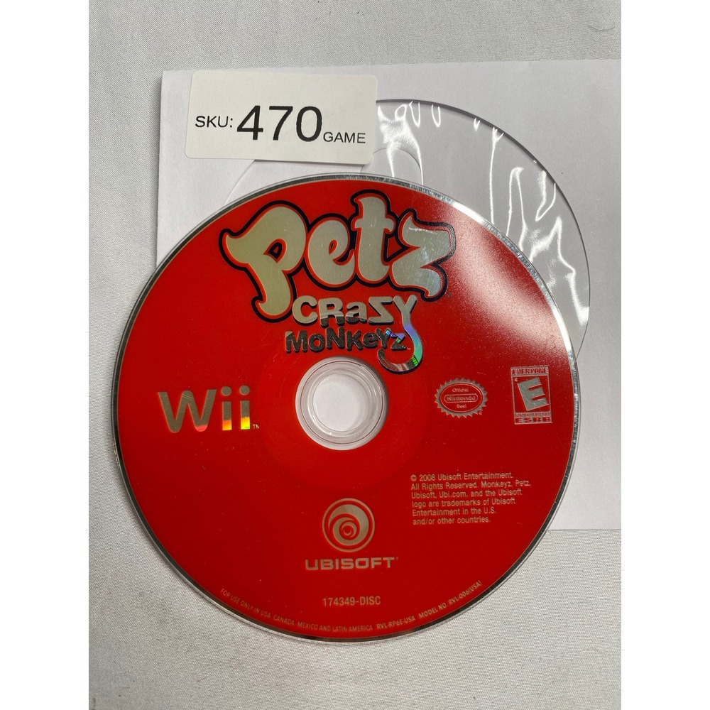 Petz Crazy Monkeyz Nintendo Wii Game Disc
